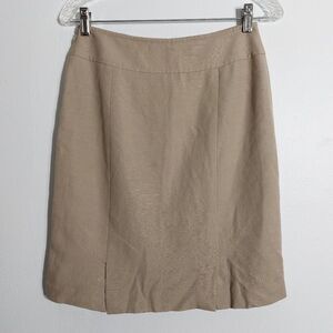 Tahari ASL Classics Beige Rayon Linen Blend Career Pencil Skirt Size 2